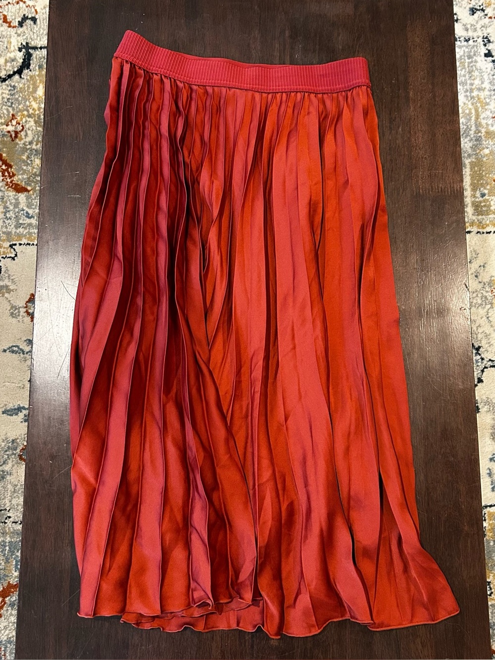 Pleated Burnt Orange Midi Skirt - Women
